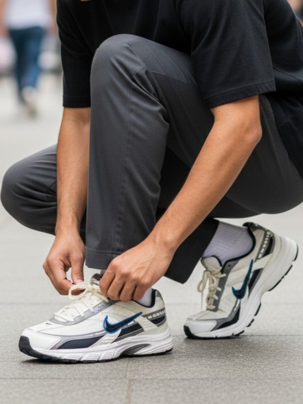 Nike "Initiator" White Blue Running Shoes  394055-101